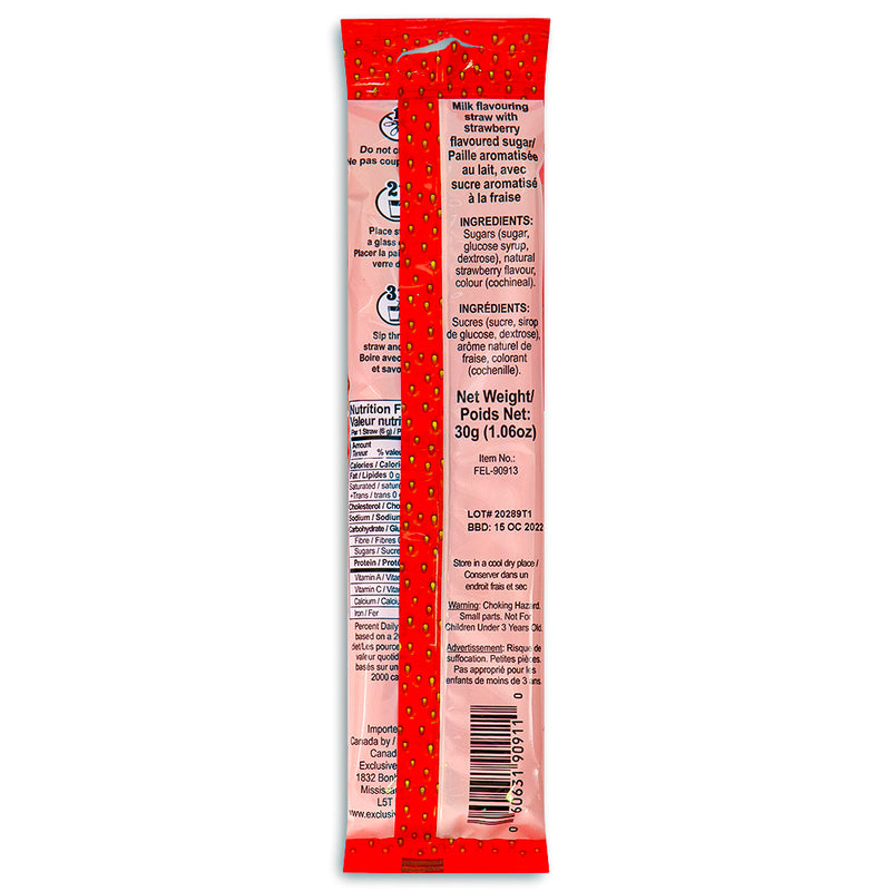 Quick Milk Magic Sipper Strawberry Straws - 36g  Nutrition Facts Ingredients