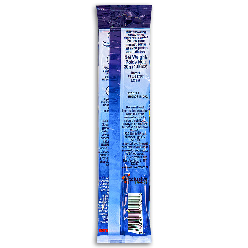 Hot Wheels Quick Milk Straws - Chocolate 30g Nutrition Facts Ingredients - Milk Straws