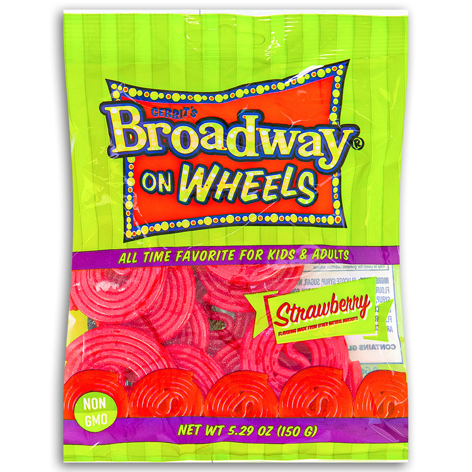 Gerrit's Broadway on Wheels Strawberry Licorice Wheels - 5.29oz-Licorice-Old fashioned candy-strawberry candy
