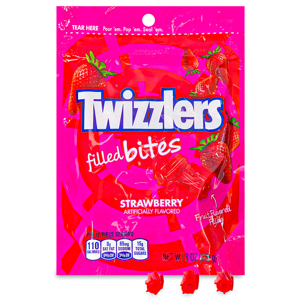 Twizzlers Strawberry Filled Bites - 8oz, Twizzlers Strawberry Filled Bites, Berry Bliss, Chewy Delights, Fruity Strawberry Center, Signature Chewiness, Flavor Explosion, Movie Snacking, Berrylicious Adventure, Pop and Chew, Strawberry Fun, twizzler, twizzlers, twizzlers licorice, twizzler licorice, twizzlers candy, twizzler candy