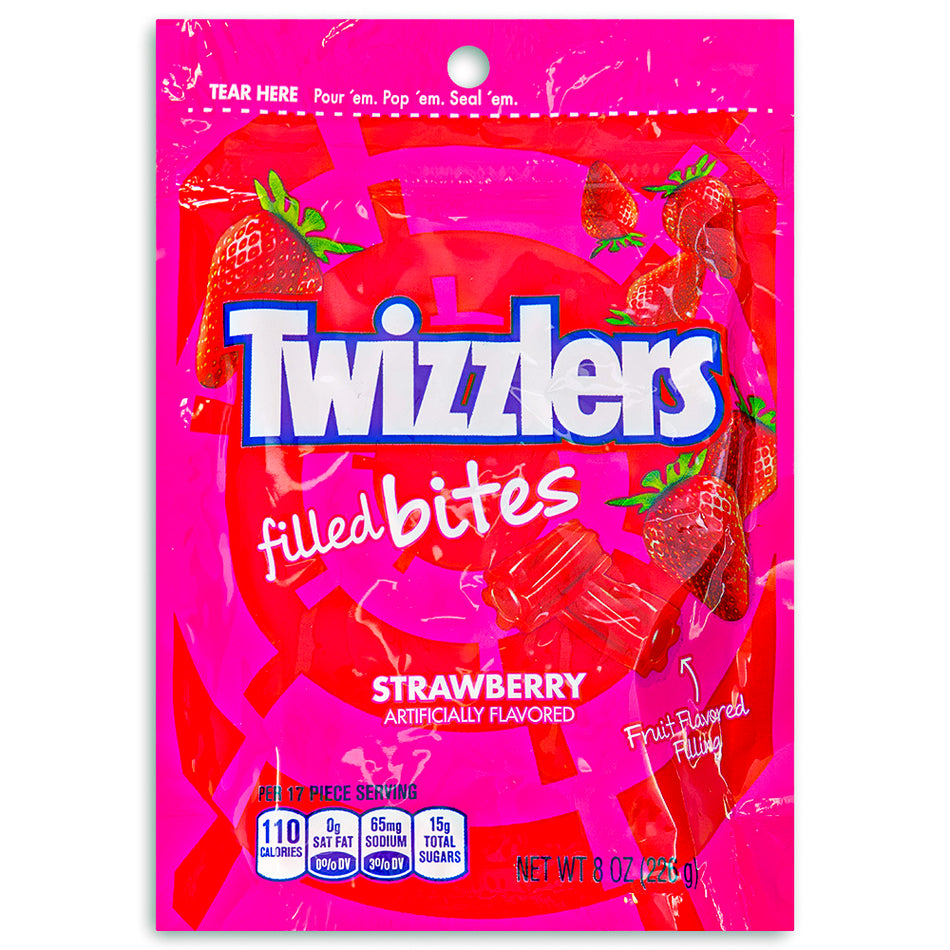 Twizzlers Strawberry Filled Bites - 8oz, Twizzlers Strawberry Filled Bites, Berry Bliss, Chewy Delights, Fruity Strawberry Center, Signature Chewiness, Flavor Explosion, Movie Snacking, Berrylicious Adventure, Pop and Chew, Strawberry Fun, twizzler, twizzlers, twizzlers licorice, twizzler licorice, twizzlers candy, twizzler candy