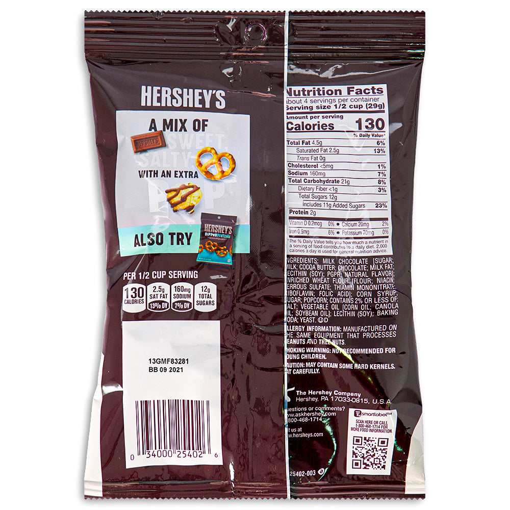 Hershey's Popped Snack Mix - 4oz Nutrition Facts Ingredients-Hershey’s chocolate syrup-Milk chocolate-Snack mix