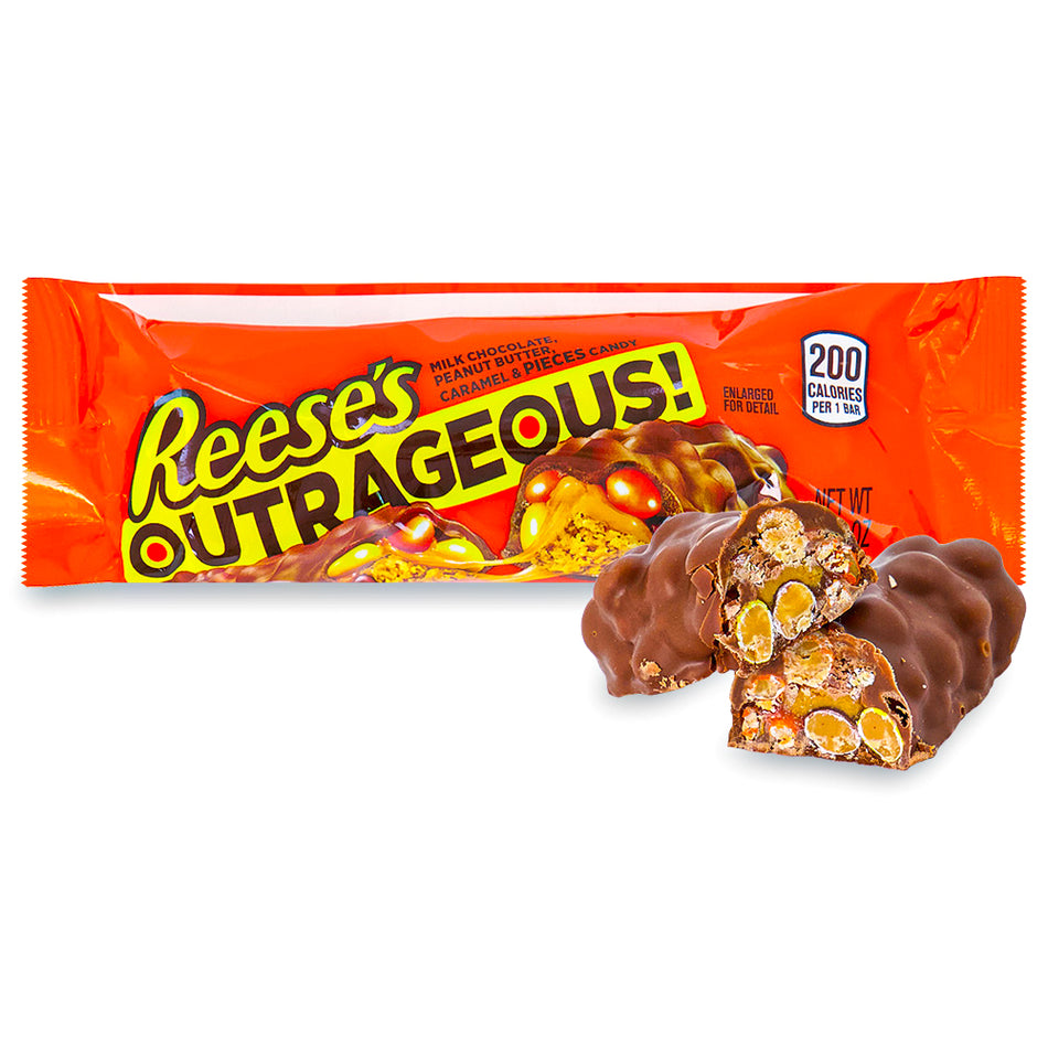 Reese's Outrageous - 1.48 oz., Reese's Outrageous Candy Bar, Peanut Butter and Caramel, Crunchy Chocolatey Goodness, Chewy Delight, Whimsical Treat, Nutty Adventure, Candy Bar Bliss, Late-Night Cravings, Peanut Butter Paradise, Playful Flavor Combo, reeses peanut butter cups, reeses chocolate, reeses cups, reeses peanut cups