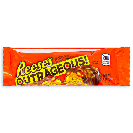 Reese's Outrageous - 1.48 oz., Reese's Outrageous Candy Bar, Peanut Butter and Caramel, Crunchy Chocolatey Goodness, Chewy Delight, Whimsical Treat, Nutty Adventure, Candy Bar Bliss, Late-Night Cravings, Peanut Butter Paradise, Playful Flavor Combo, reeses peanut butter cups, reeses chocolate, reeses cups, reeses peanut cups