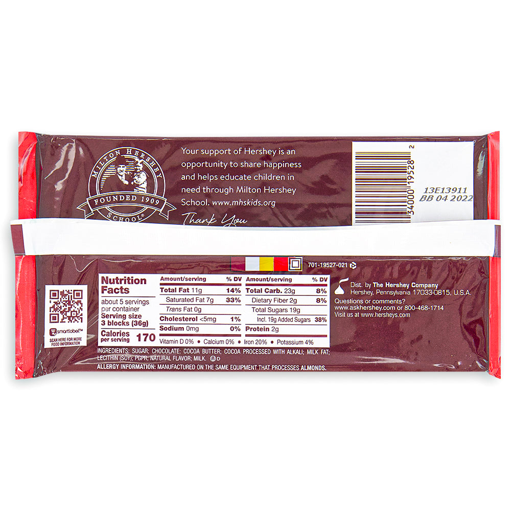 Hershey's Special Dark Giant Bar - 192g Nutrition Facts Ingredients