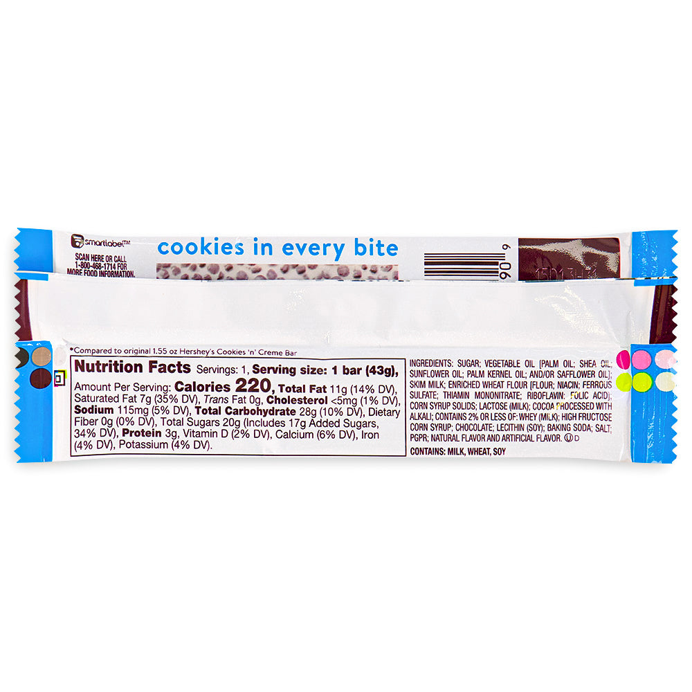 Hershey's Cookies 'N' Creme - 1.55oz Nutrition Facts Ingredients