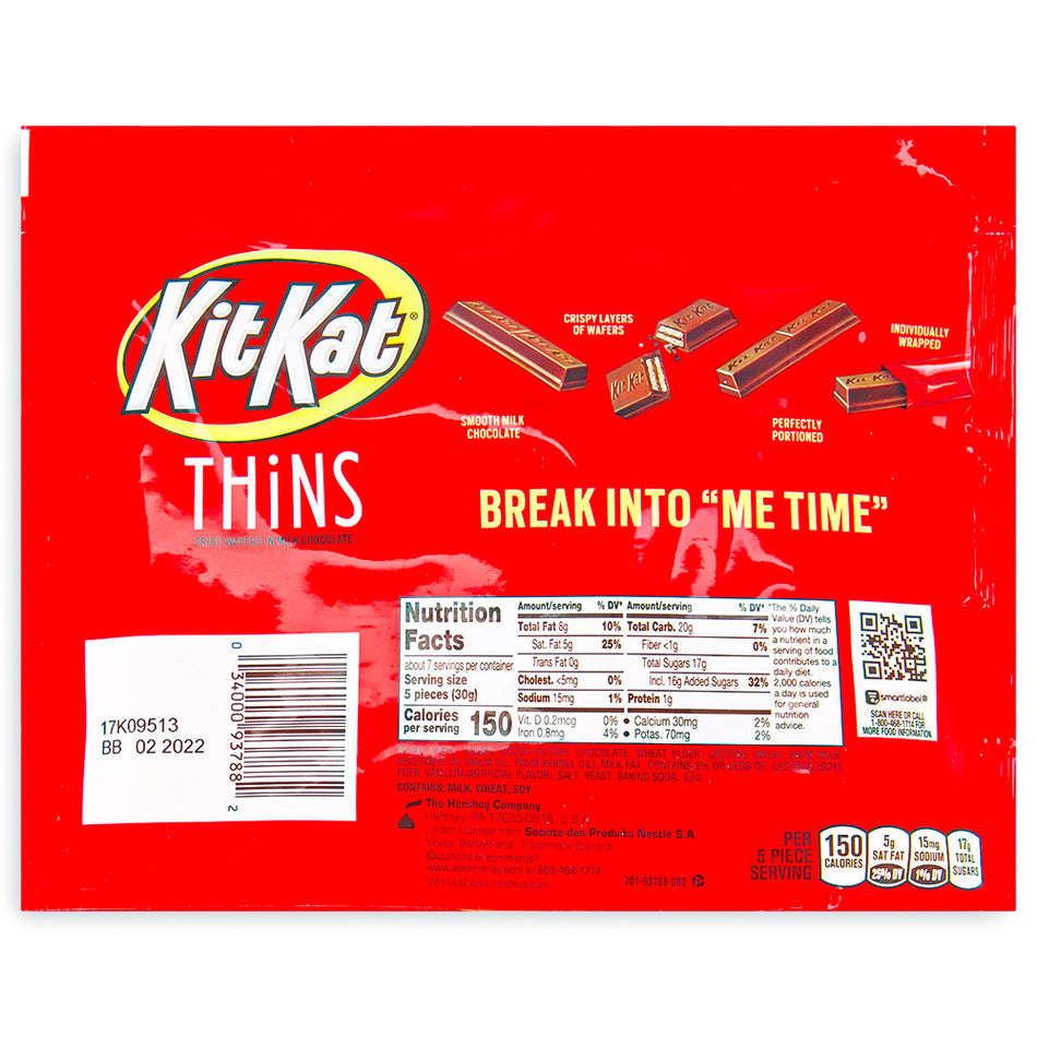 Kit Kat Thins Hazelnut Share Bag ingredients nutrition facts, kit kat, kit kat chocolate, kit kat chocolate bar, kit kat thins, kit kat hazelnut, hazelnut kit kat