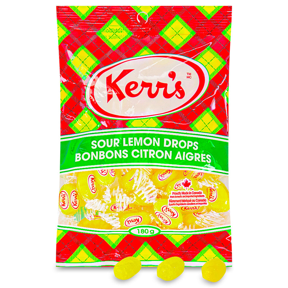 Kerr's Classic Tartan Sour Lemon Drops - 180g-lemon drops-lemon drop