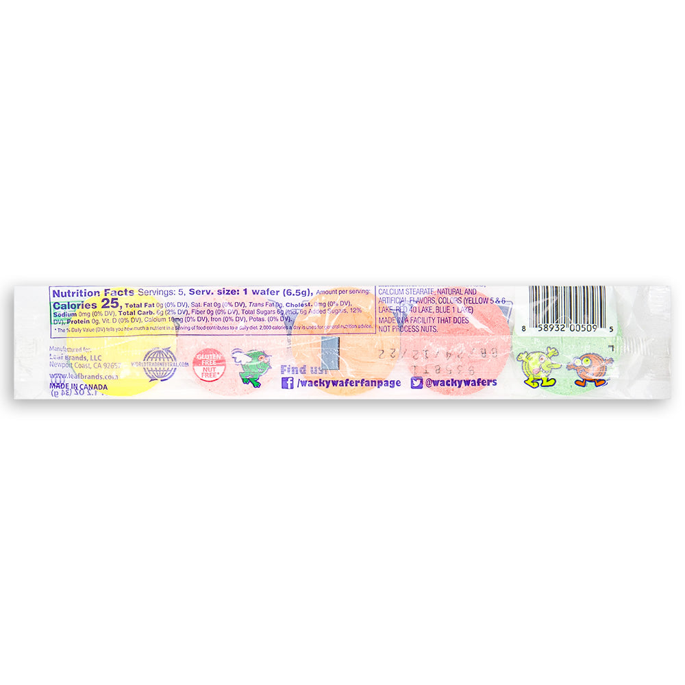 Wacky Wafers Candy ingredients nutrition facts, Wacky Wafers Candy, Unwrap the Fun, Pop the Flavor, Whimsical, Edible Rainbows, Bursting with Fruity Goodness, Flavor-Packed Adventure, Zesty Watermelon, Tangy Green Apple, Childhood Memories, Nostalgic Joy