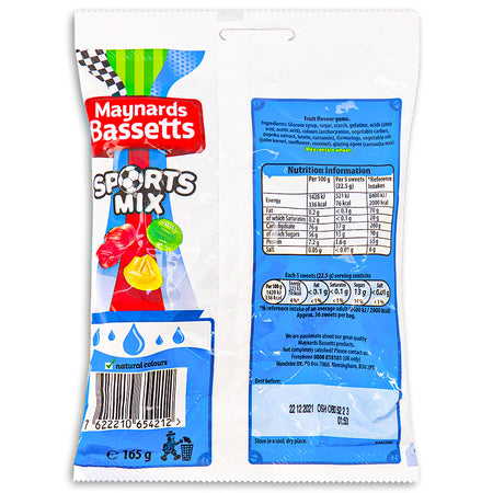 Maynards Bassetts Sports Mix UK - 165g Nutrition Facts Ingredients - British Candy