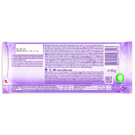 Milka Bubbly White Chocolate Bar Nutrition Facts Ingredients