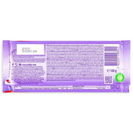 Milka Cherry Creme Chocolate Bar  Nutrition Facts Ingredients