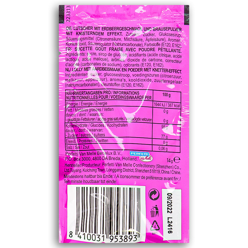 Chupa Chups Crazy Dips Popping Candy + Lollipop - 14g Nutrition Facts Ingredients
