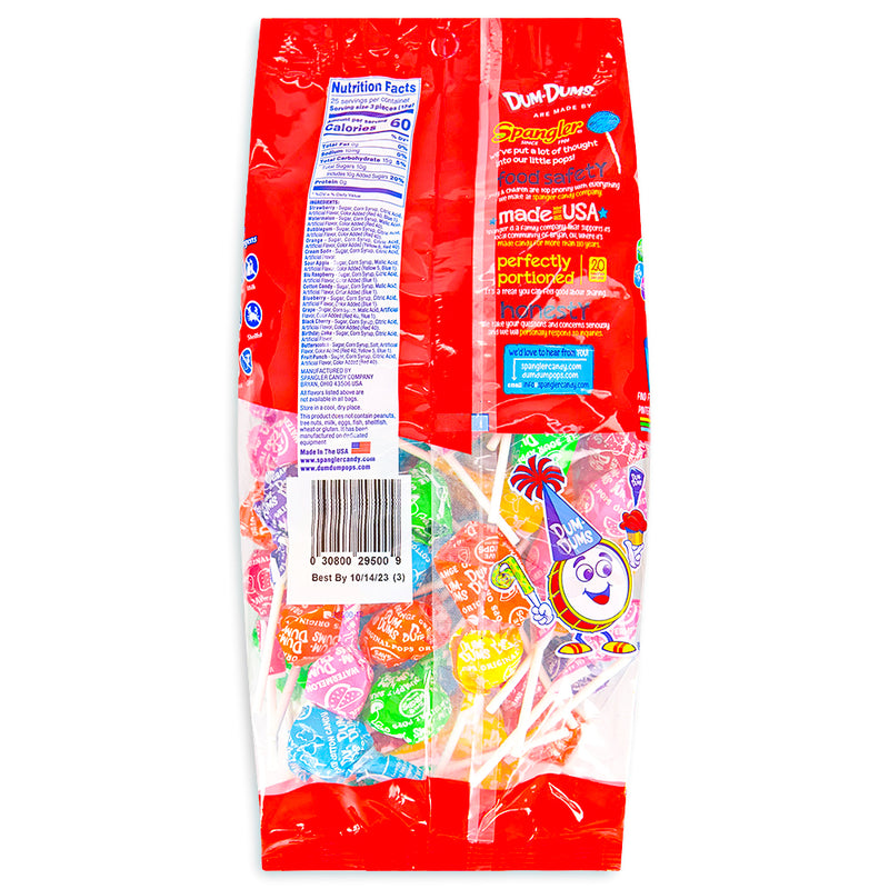 Dum Dums Color Party Assorted Rainbow Lollipops-75 CT Nutrition Facts Ingredients