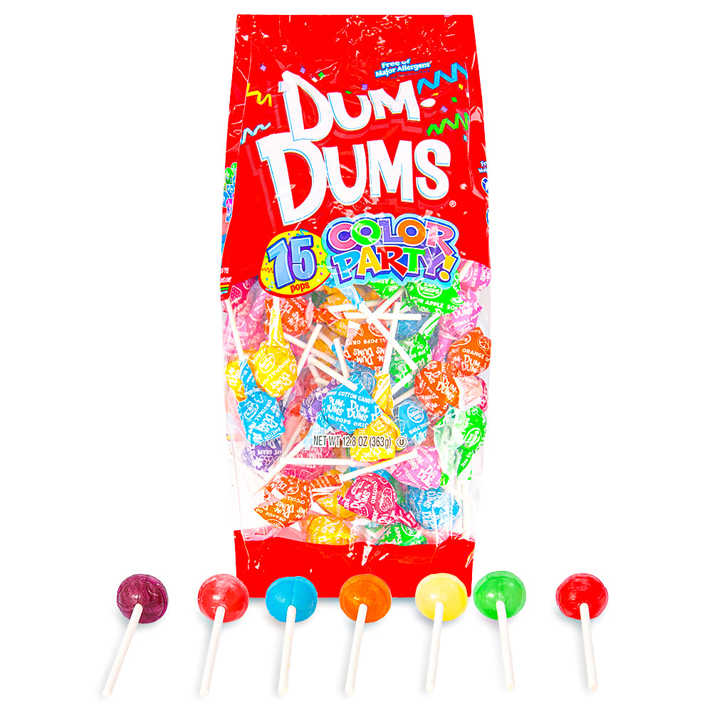 Dum Dums Color Party Assorted Rainbow Lollipops-75 CT