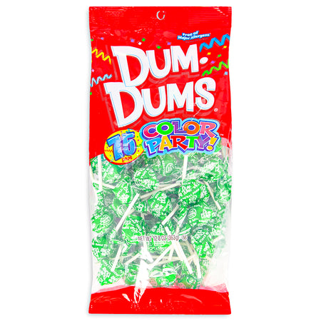 Dum Dums Color Party Bright Green Sour Apple Lollipops-75 CT