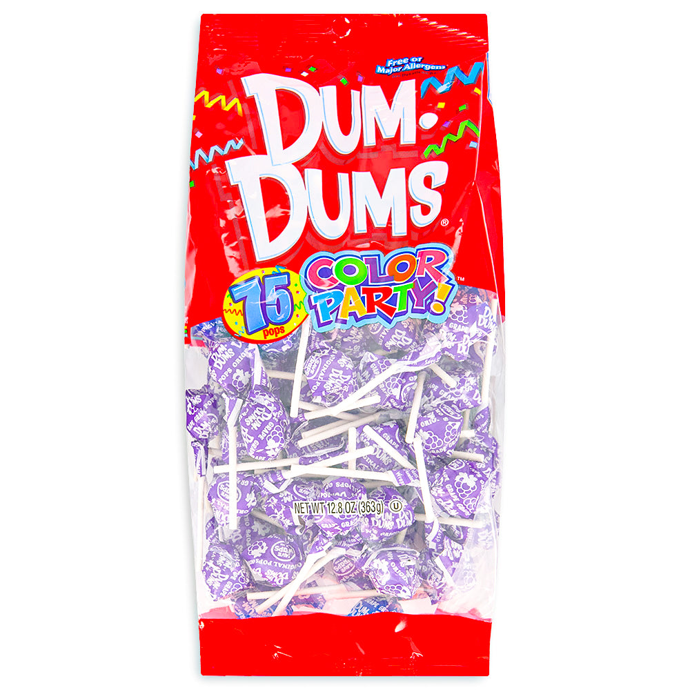 Dum Dums Color Party Purple Grape Lollipops-75 CT-Lollipops-Grape candy