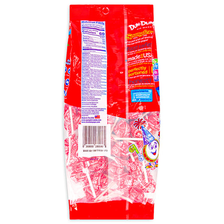 Dum Dums Color Party Red Strawberry Lollipops-75 CT Nutrition Facts Ingredients