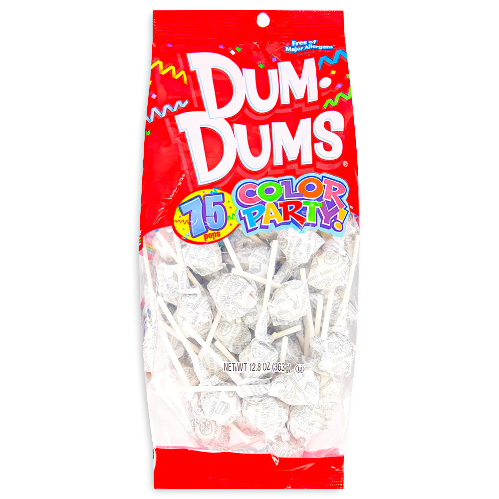 Dum Dums Color Party White Birthday Cake Lollipops-75 CT