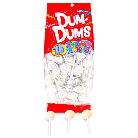 Dum Dums Color Party White Birthday Cake Lollipops-75 CT