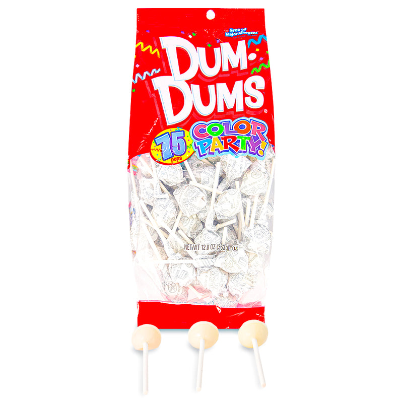 Dum Dums Color Party White Birthday Cake Lollipops-75 CT