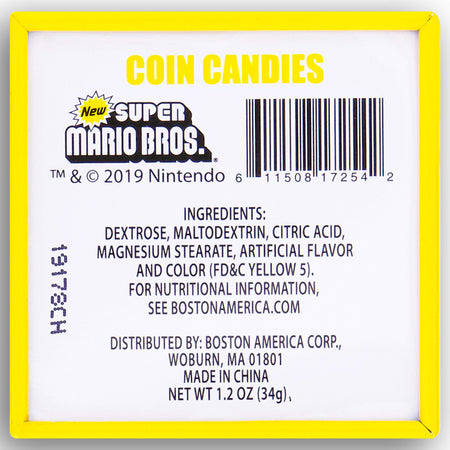 Boston America Super Mario Coin Candies Nutrition Facts Ingredients Super Mario World Strawberry Candy Yellow Candy 