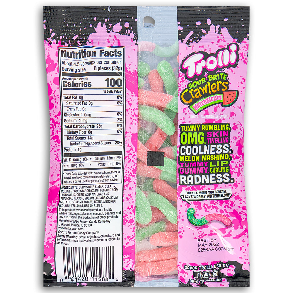 Trolli Sour Brite Crawlers Watermelon - 5oz Nutrition Facts Ingredients, Trolli Sour Brite Crawlers Watermelon, tangy gummy, mouthwatering fun, candy enthusiasts, flavor explorers, taste sensation, gummy extravaganza