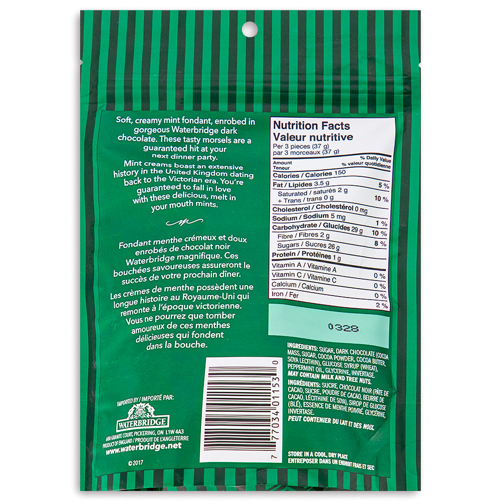 Waterbridge Just Mint Dark Mint Cream Candy - 180g Nutrition Facts Ingredients - British Candy