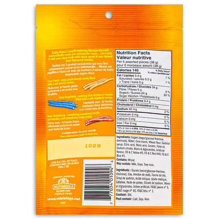 Waterbridge Funstix Sour Candy - 165g Nutrition Facts Ingredients