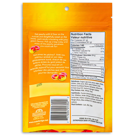 Waterbridge Just Peachy Candy - 200g Nutrition Facts Ingredients - Peach Rings