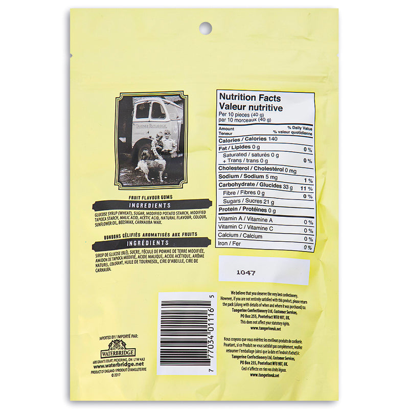 Taveners British Mix Gums - 175g Nutrition Facts Ingredients-British candy-Gummies-Wine gums