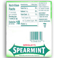 Wrigley's Spearmint Gum - 15 stick  Nutrition Facts Ingredients
