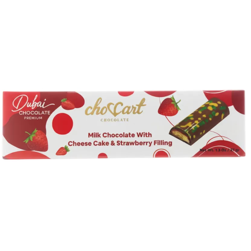 Choccart Dubai Chocolate Milk Chocolate with Cheese Cake & Strawberry Filling - 1.3oz