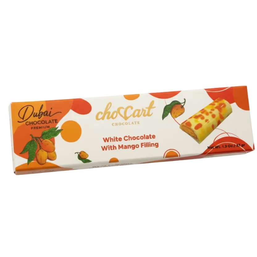 Choccart Dubai Chocolate White Chocolate with Mango Filling - 1.3oz