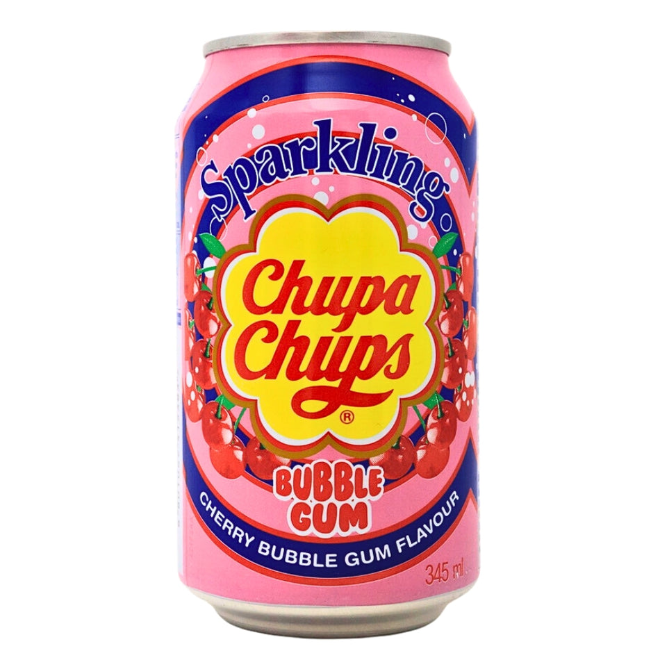 Chupa Chups Sparkling Cherry Bubble Gum  Soda Pop- 345mL