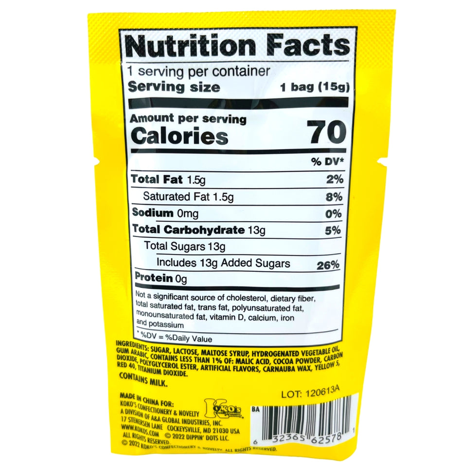 Dippin' Dots Popping Candy - 0.53oz Nutrition Facts Ingredients