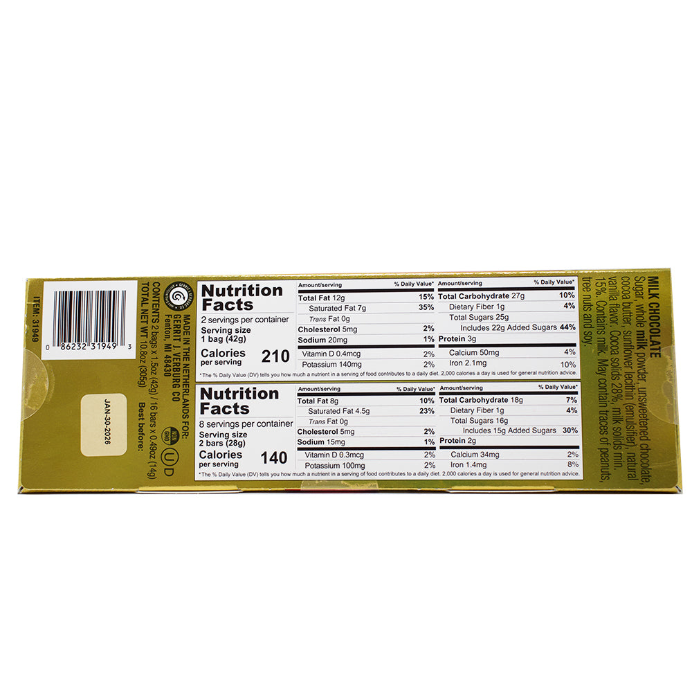 Fort Knox Gold Bar - 10.8oz Nutrition Facts Ingredients