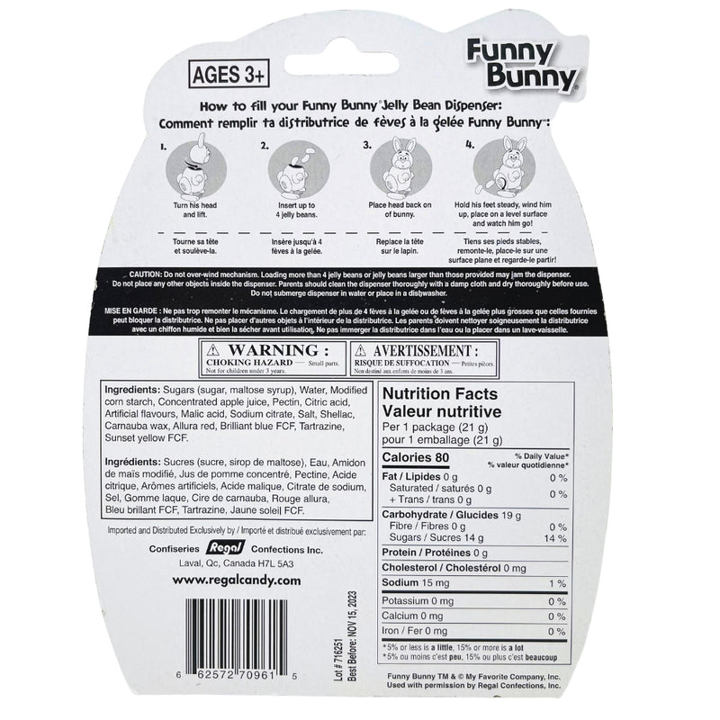 Easter Funny Bunny Wind-Up Toy with Candy - 21g Nutrition Facts Ingredients