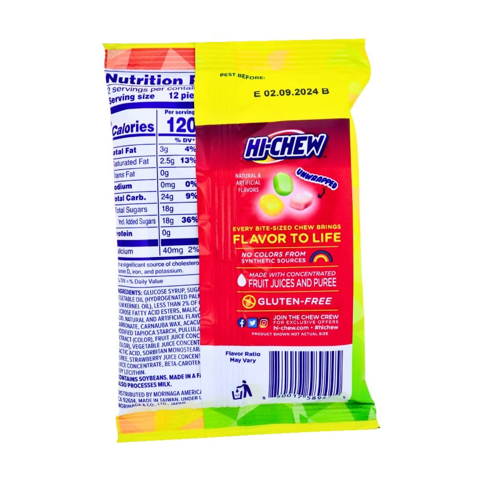 Hi Chew Bites Original Mix - 2.12oz Nutrition Facts Ingredients- Japanese Candy