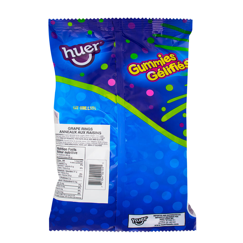 Huer Grape Rings Gummies - 1kg  Nutrition Facts Ingredients