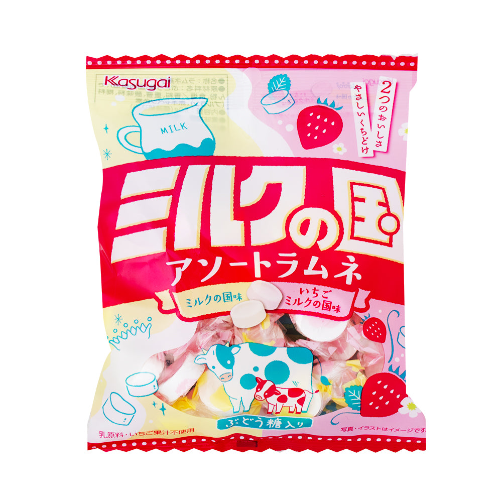 Kasugai Milk and Strawberry Ramune Candy (Japan) - 50g | Candy