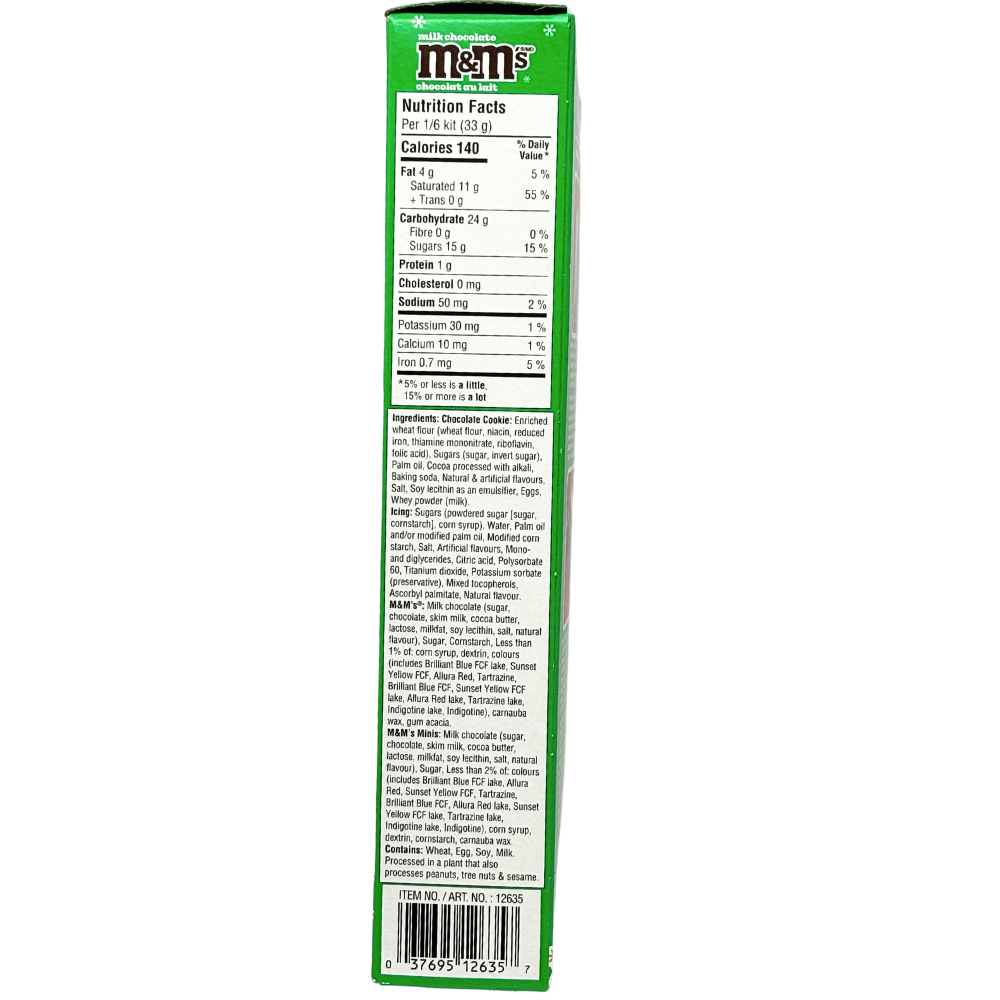 M&M's Mini Chocolate Cookie House  Kit - 198g Nutrition facts 