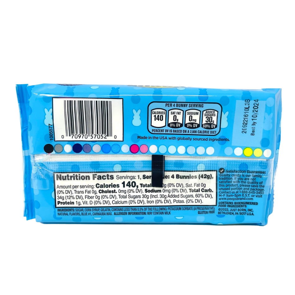 Peeps Marshmallow Bunnies Blue 4ct - 1.5oz Nutrition Facts and Ingredients