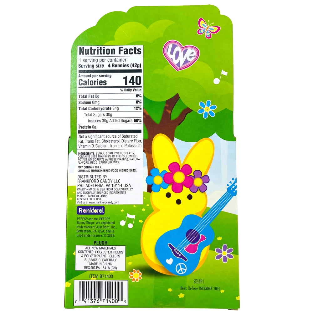 Peeps Marshmallow Plush Gift Box - Pink Bunnies Flower Power  - 1.5oz -  Nutrition Facts Ingredients