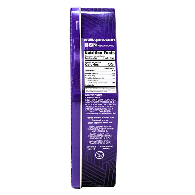 Pez Black Panther Gift Tin Nutrition Facts Ingredients