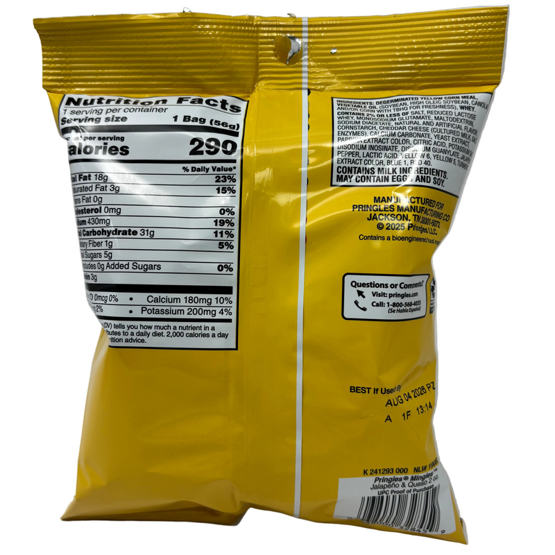 Pringles Mingles Jalapeno & Queso - 2oz Ingredients and Nutrition Facts