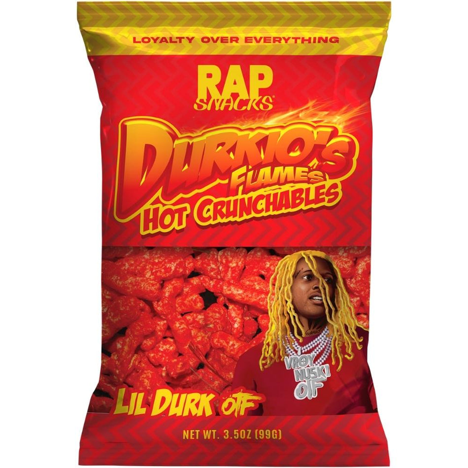 Rap Snacks Lil Durk Durkios's Flames Hot Crunchables - 3.5oz, rap snacks, lil durk chips, lil durk rap snacks, rap snacks lil durk, hot chips, spicy chips, spicy puffs, hot puffs