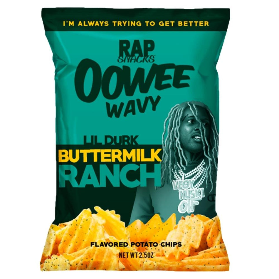 Rap Snacks Lil Durk Oowee Wavy Buttermilk Ranch Chips - 2.5oz, rap snacks, lil durk chips, lil durk rap snacks, rap snacks lil durk, tangy chips, ranch chips