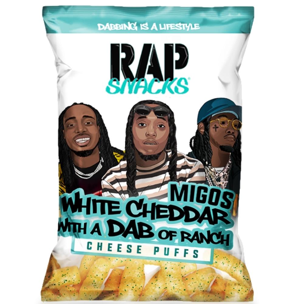 Rap Snacks Migos White Cheddar with a Dab of Ranch Cheese Puffs - 2.75oz, rap snacks, migos rap snacks, migos chips, white cheddar cheese puffs, ranch chips, cheddar chips