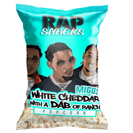 Rap Snacks Migos White Cheddar with a Dab of Ranch Popcorn - 2.5oz, rap snacks, migos rap snacks, migos chips, white cheddar popcorn, ranch popcorn, rap snacks popcorn
